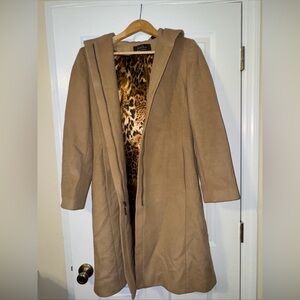 Dana Buchman Camel Trench Coat with Leopard Lining